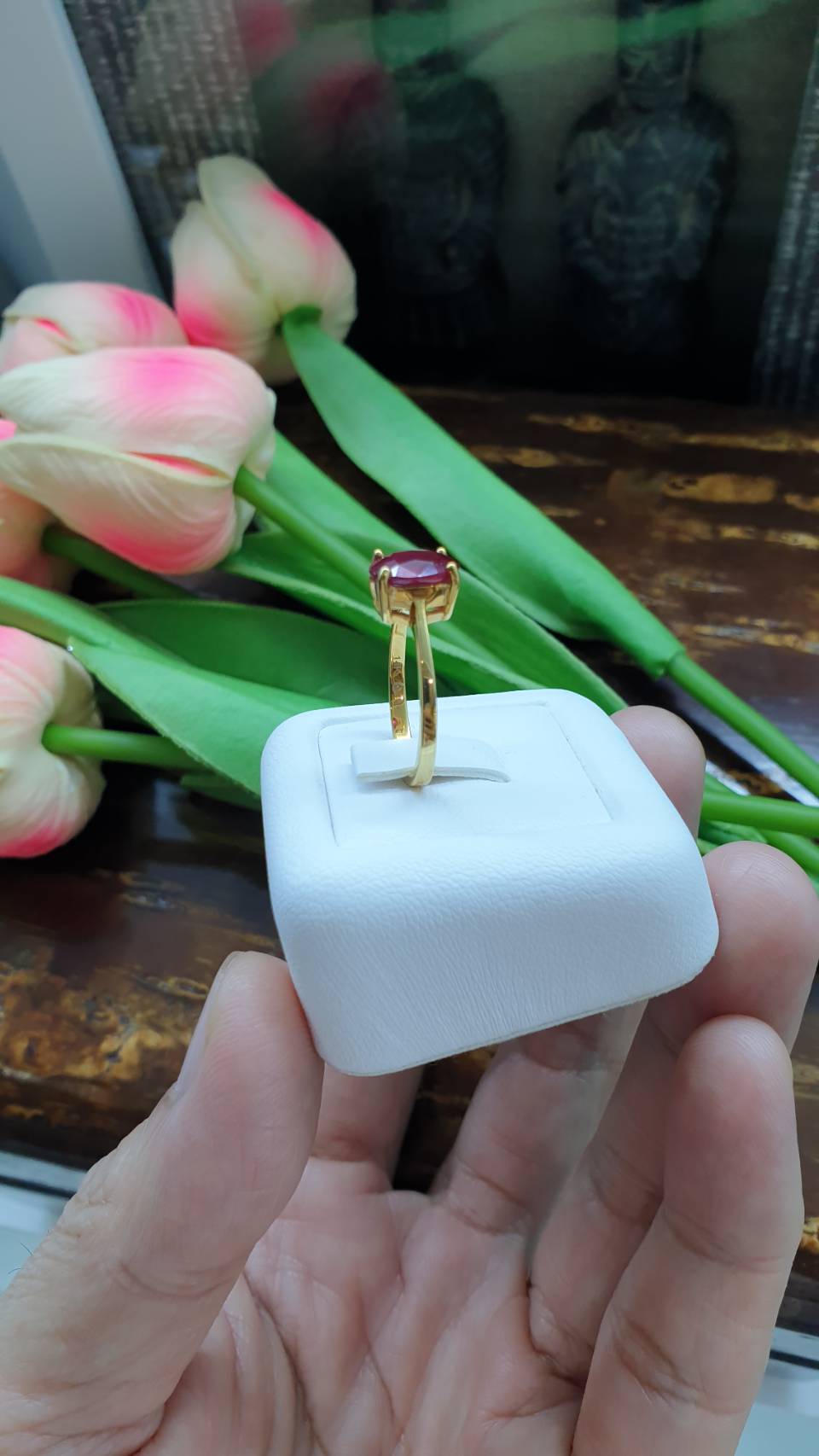 Ruby & 14K Gold Ring (6.5 US) | Solid Gold | Giftable🎁 Lady's Ring