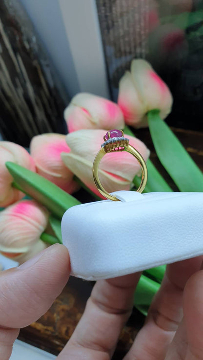 Ruby, Diamonds & 18K Gold Ring (6 US) | Solid Gold | Giftable Lady's Ring