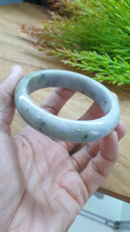 Lavender Jade Bangle S62.5 Speckled Type A Natural Burma Jadeite Fei Cui