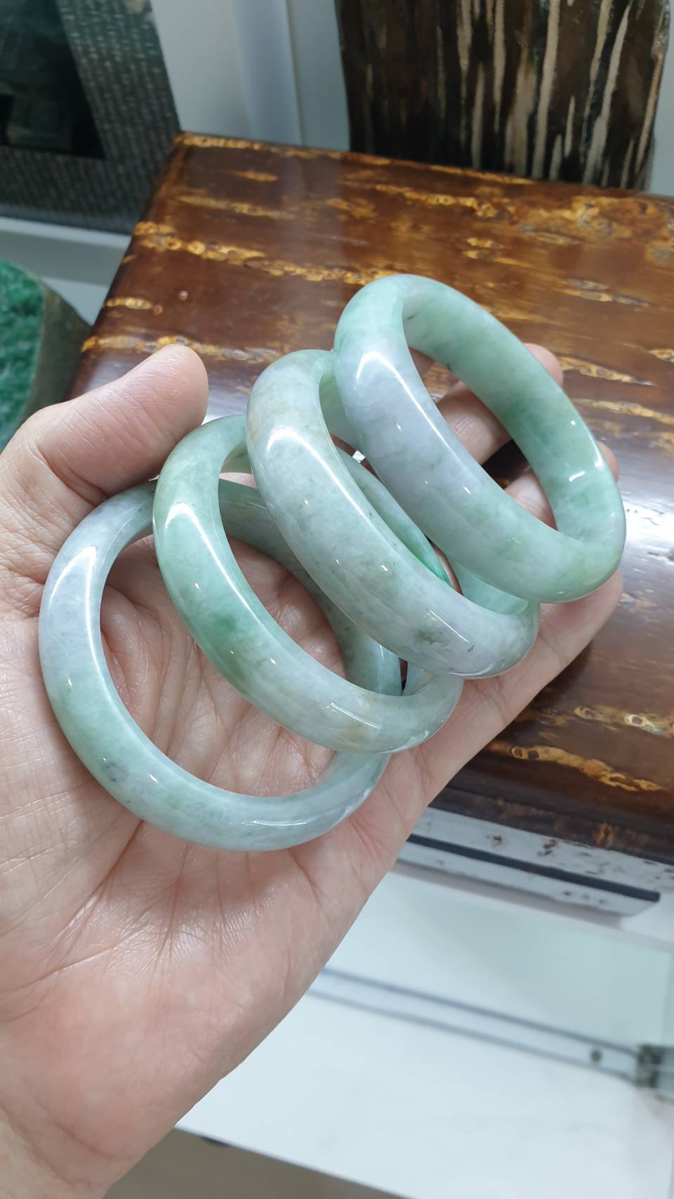Natural Jadeite Bangles, Lavender Green Size 53 and 55.5 - Type A Natural Myanmar Jade
