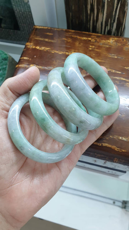Natural Jadeite Bangles, Lavender Green Size 53 and 55.5 - Type A Natural Myanmar Jade