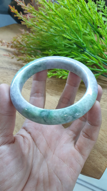 Plus Size Lavender Green Jade Bangle S66.5 Type A Natural Jadeite Fei Cui