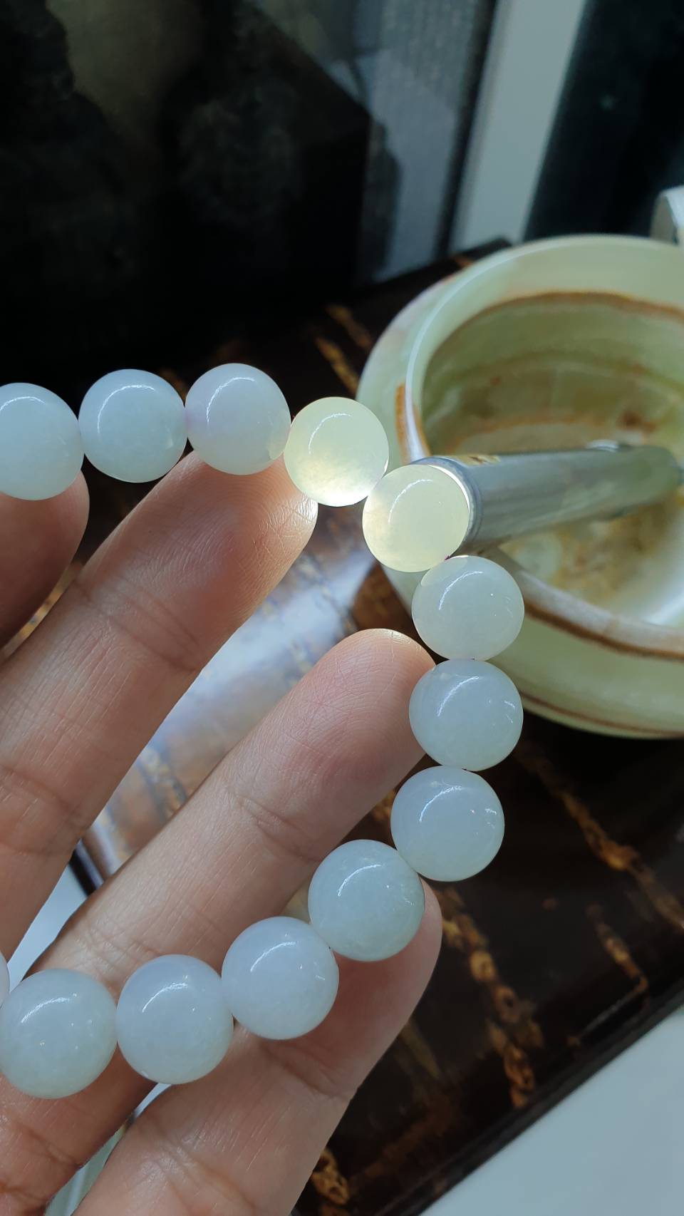 Icy Lavender-Blue Jade Bracelet (17.5 cm) | Type A Jadeite Vintage Beads | His or Hers Wrist Accessory