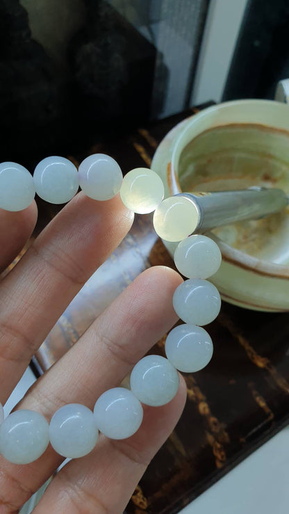 Icy Lavender-Blue Jade Bracelet (17.5 cm) | Type A Jadeite Vintage Beads | His or Hers Wrist Accessory