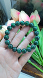 Natural Marbled Green Jadeite Bracelet 18cm with 11mm Beads - Selection