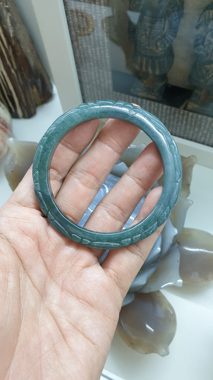 Blue Jade Phoenix Bangle S59 Type A Natural Jadeite