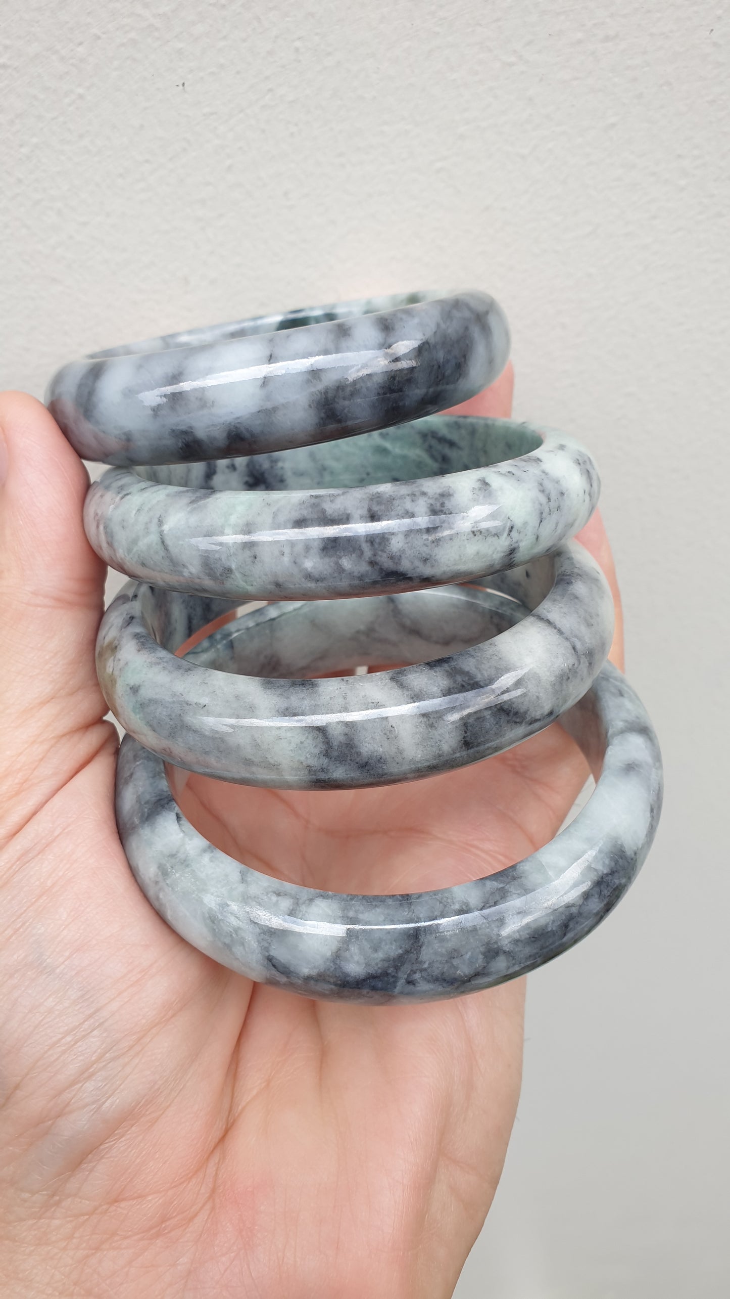 Authentic Jade Bangles Type A Natural Gray Burma Jadeite Sizes