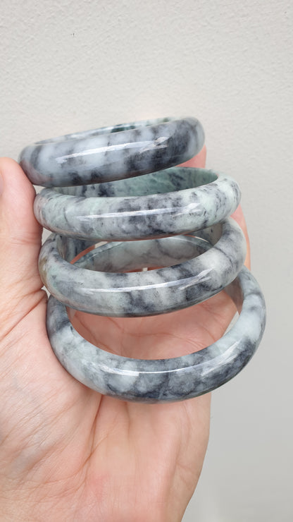 Authentic Jade Bangles Type A Natural Gray Burma Jadeite Sizes