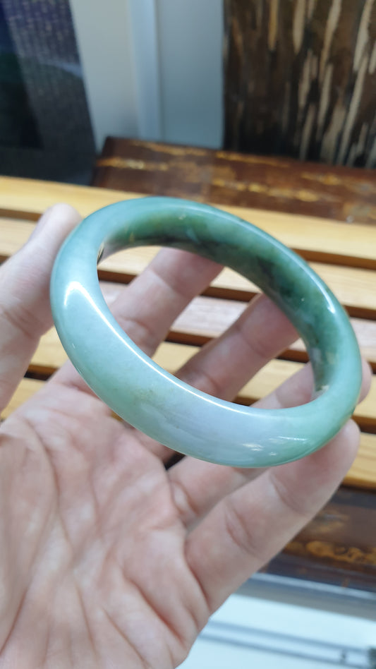 Green Lavender Jade Bangle S58.5 Fei Cui Type A Myanmar Jadeite