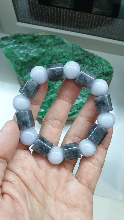 Avant Garde Jade Bracelet 17cm 2Tone Blend Type A Myanmar Jadeite
