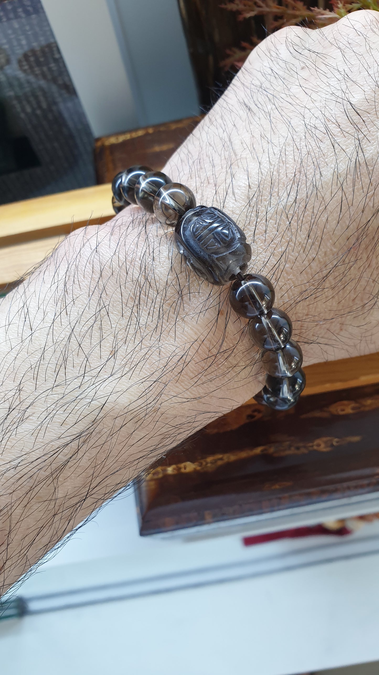 Smoky Quartz Wealth Bracelets 17cm, Natural Semiprecious Stone Beads