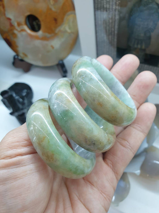 Kiddie Size Jade Bangle S42 Hok Lok Siew Type A Myanmar Jadeite Natural Tricolor