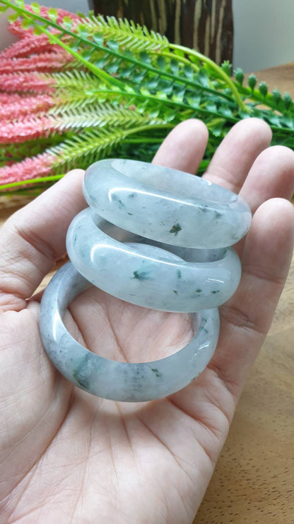 Kiddie Size Jade Bangle S39.5 to S42 Type A Myanmar Jadeite Icy Green Moss