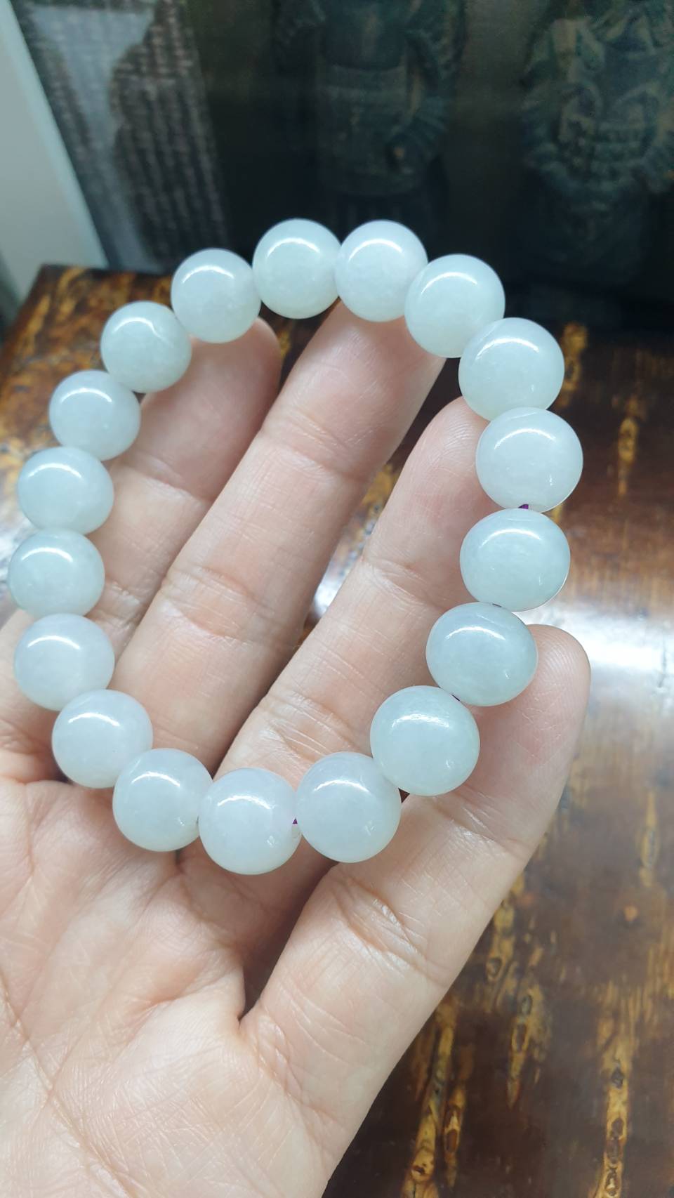 Icy Lavender-Blue Jade Bracelet (17.5 cm) | Type A Jadeite Vintage Beads | His or Hers Wrist Accessory