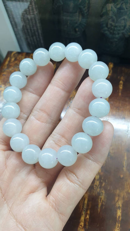 Icy Lavender-Blue Jade Bracelet (17.5 cm) | Type A Jadeite Vintage Beads | His or Hers Wrist Accessory
