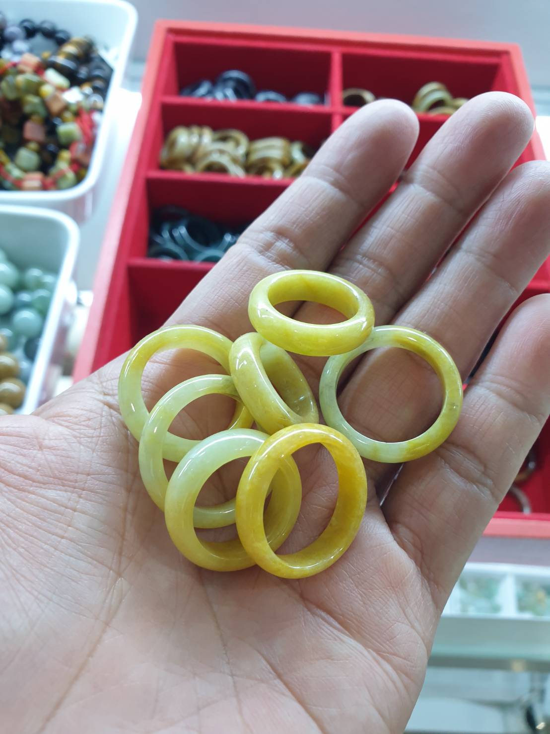 Yellow Jade Ring (Size Selections) Myanmar Type A Natural Jadeite