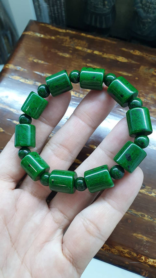 Mawsitsit Bracelet (16 cm) | Type A Natural Mawsitsit Jade Beads | Collector's Material