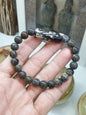 Vintage Intaglio Stamp Cylinder on Stegodon Fossil Beads Bracelet 17cm Natural Stones