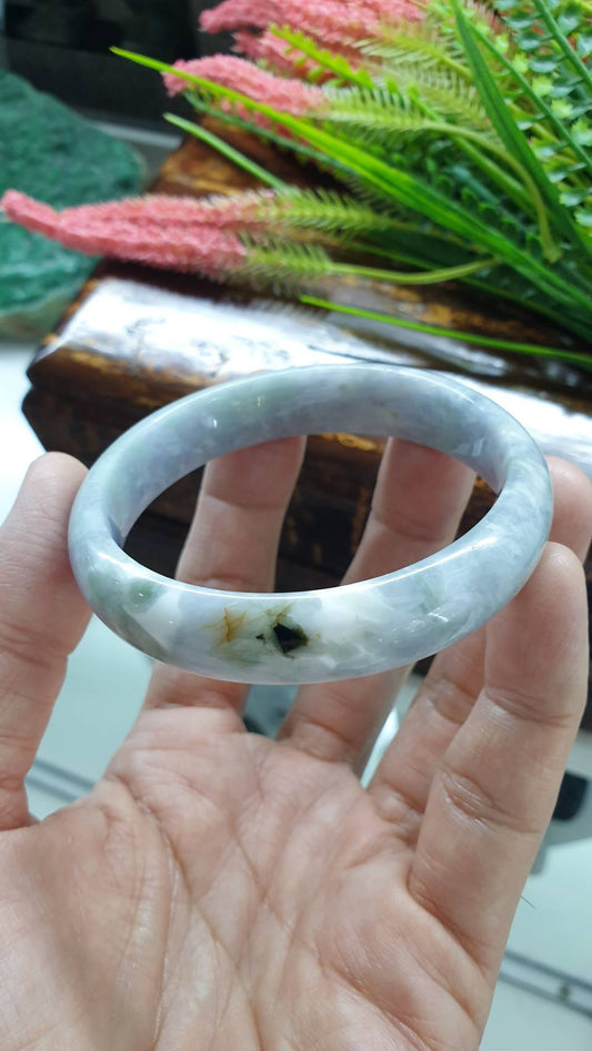 Hok Lok Siew Jade Vintage Bangle S57 Type A Myanmar Jadeite Natural Lavender Body