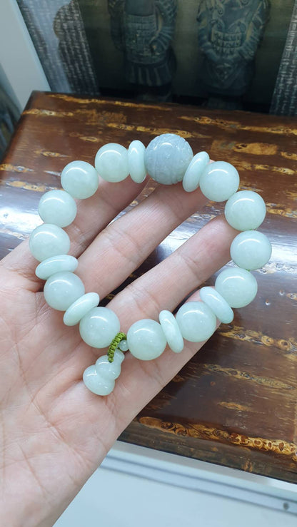 Jade Wu Lou & Ru Yi Charmbracelet (17.5 cm) | Type A Natural White Jadeite