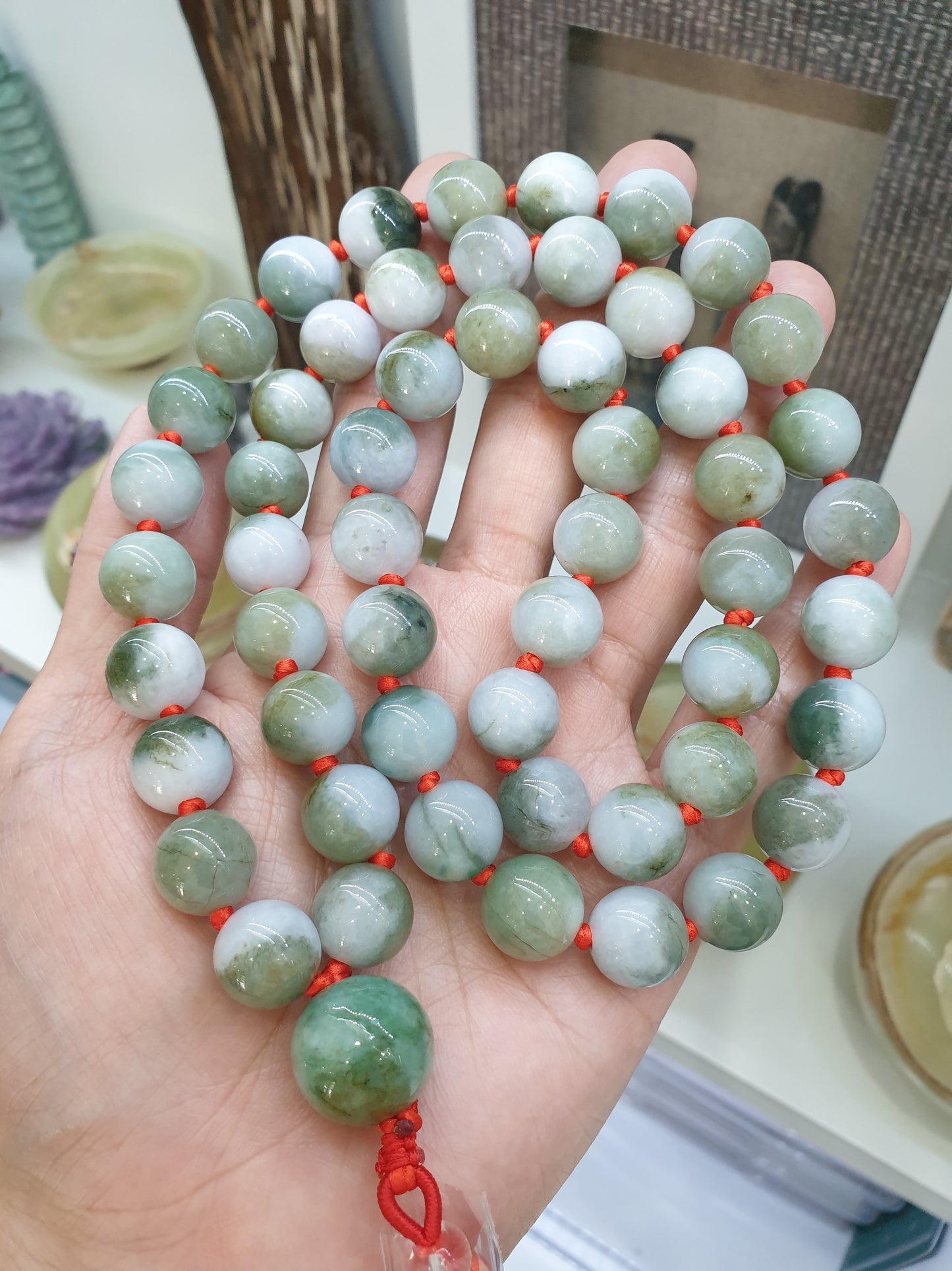 Jade Japa Mala | Two-toned Jadeite Beads - Type A | Handcrafted Meditation Beads