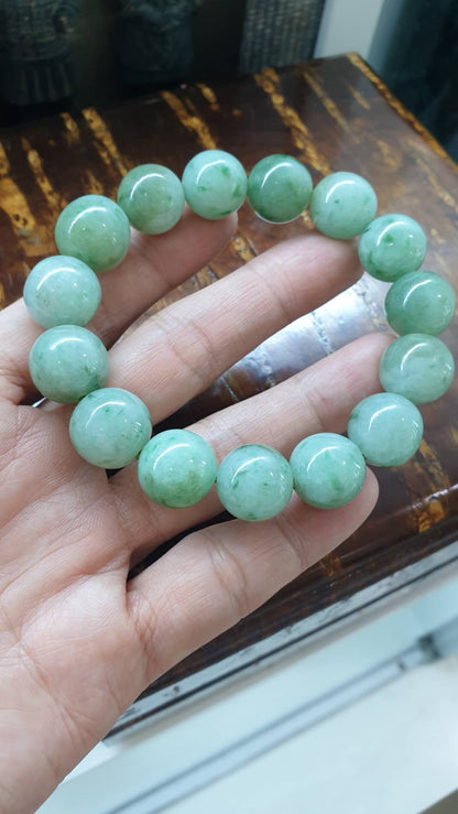 2-Toned Green Jade Bracelet (18 cm) | Type A Natural Jadeite Beads | His or Hers Wrist Accessory