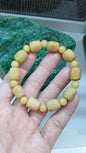 Honey Jade Bracelet 18cm Alternating Type A Beads Myanmar Natural Jadeite