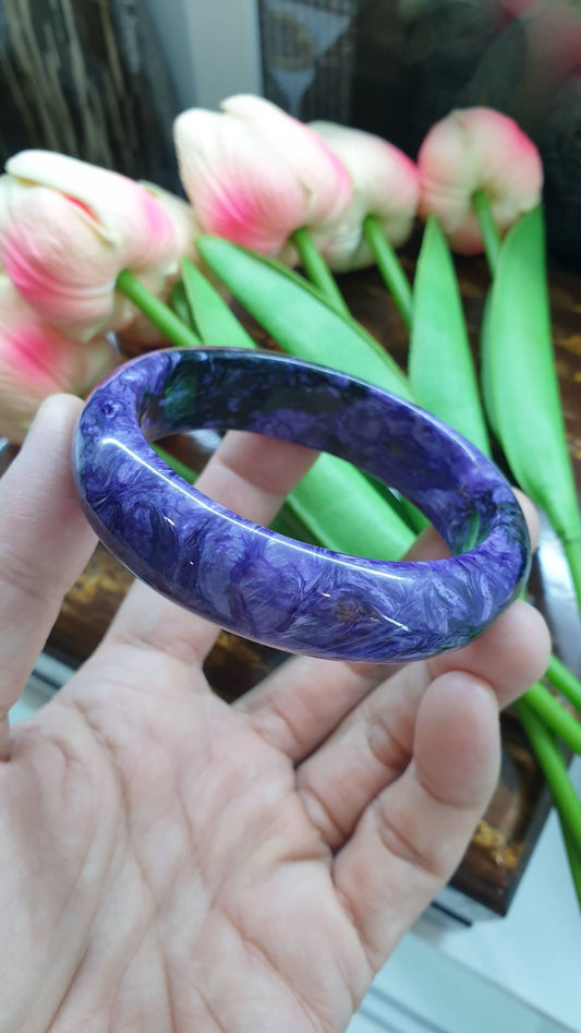 Charoite Bangle (Size 57) | Natural Stone Bracelet