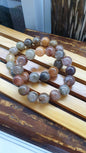 Rutilated Quartz Multicolor Bracelet 17 cm, Natural Gem Beads 13.5 mm