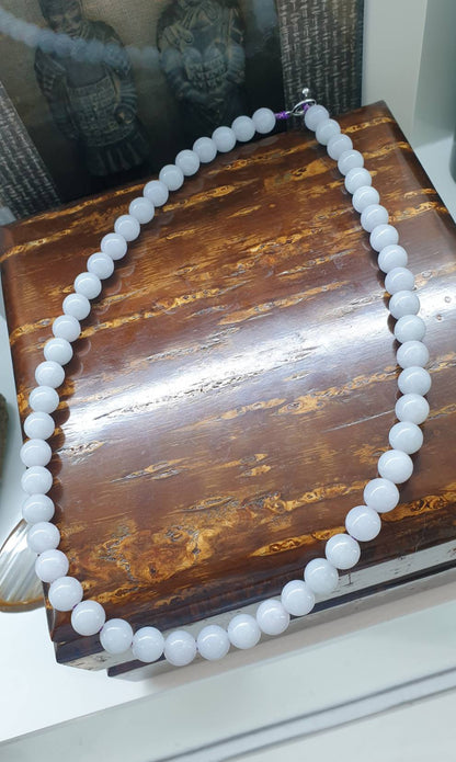 Silky Lavender Jade Beads Necklace (20") | 9K White Gold Toggle | Type A Natural Jadeite
