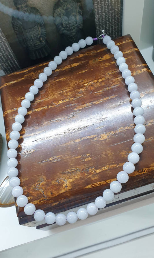 Silky Lavender Jade Beads Necklace (20") | 9K White Gold Toggle | Type A Natural Jadeite