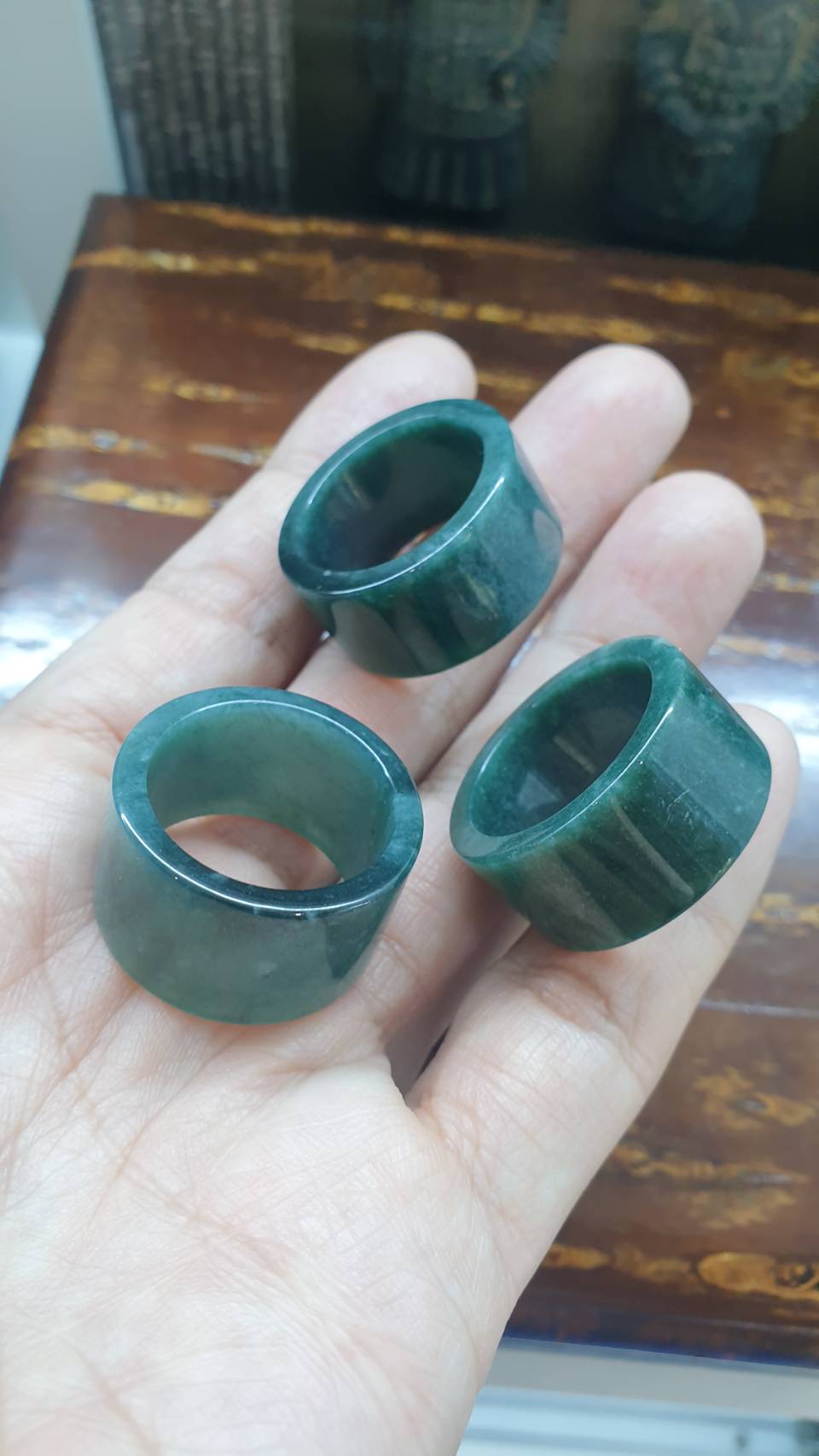 Olmec Blue Jade Archer Ring Type A Natural Jadeite US Sizes 11.5 to 12
