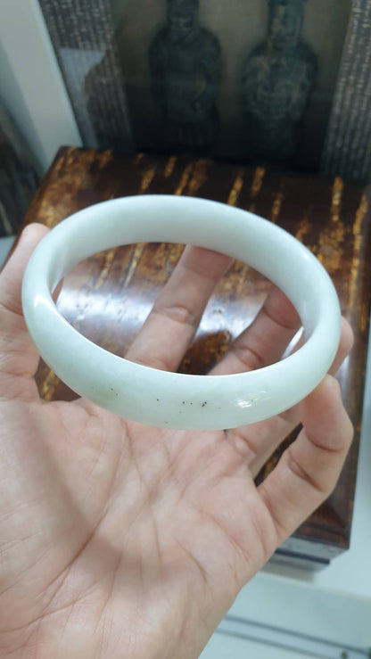 Plus Size White Jade Bangle S78 Type A Myanmar Jadeite Fei Cui