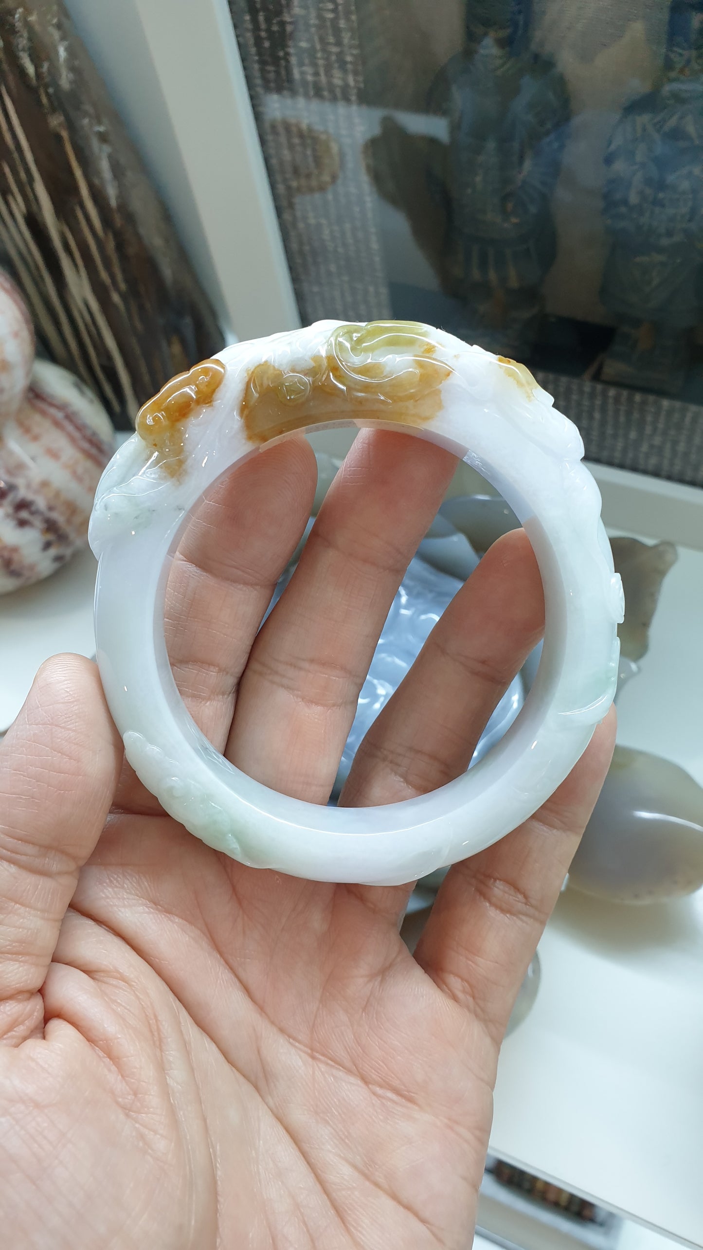 Hok Lok Siew Jade Phoenix Bangle S62 Type A Natural Jadeite