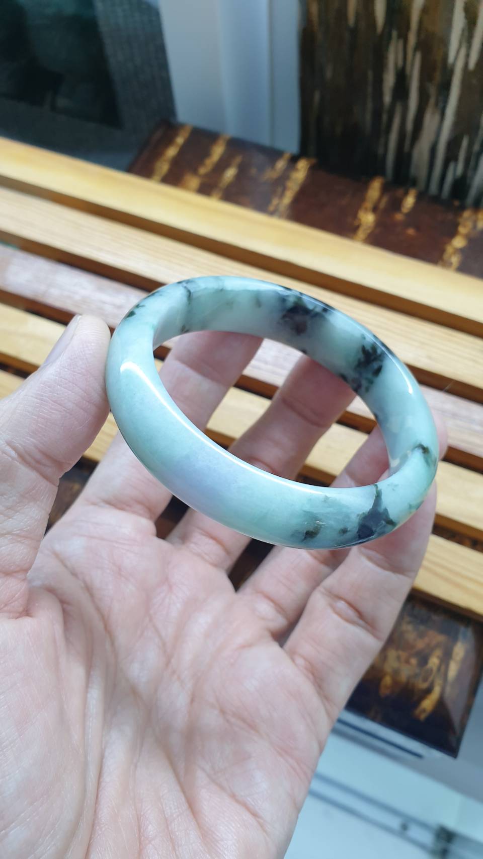 Rare Jadeite Bangles S55.5-59 Natural Lavender Green Black Jade