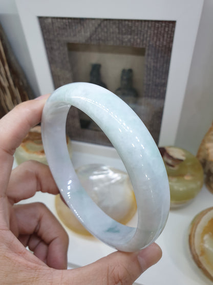 Plus Size White Jade Bangle (Size 78 - 79) (Selection) | Type A Jadeite Vintage Bracelet