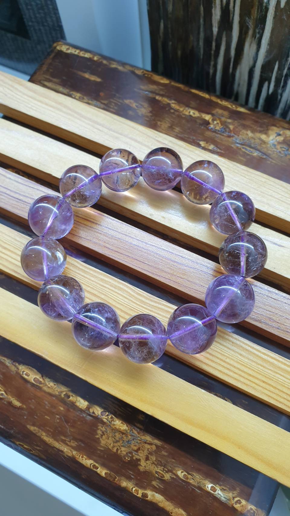 Ametrine Serenity Bracelet 17 cm - Natural Semiprecious Stone 16.5 mm Beads