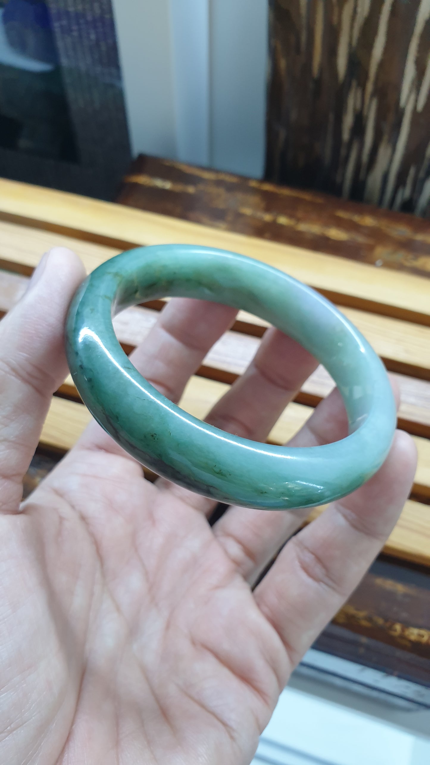 Green Lavender Jade Bangle S58.5 Fei Cui Type A Myanmar Jadeite