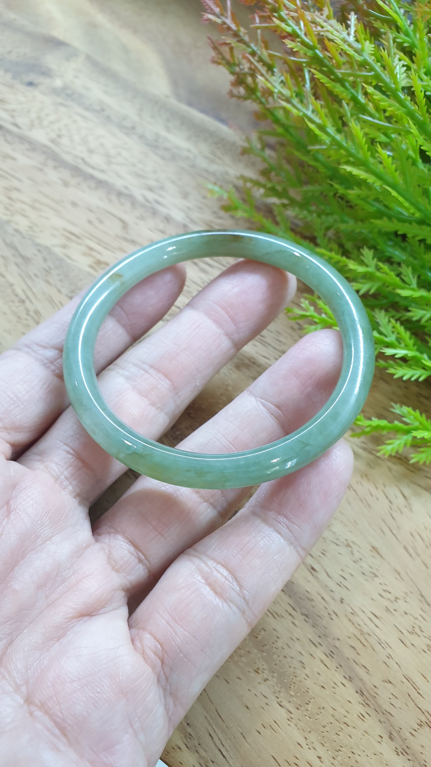 Jade Cylindrical Bangle S54.5 Slim Type A Myanmar Jadeite Natural Blue Green