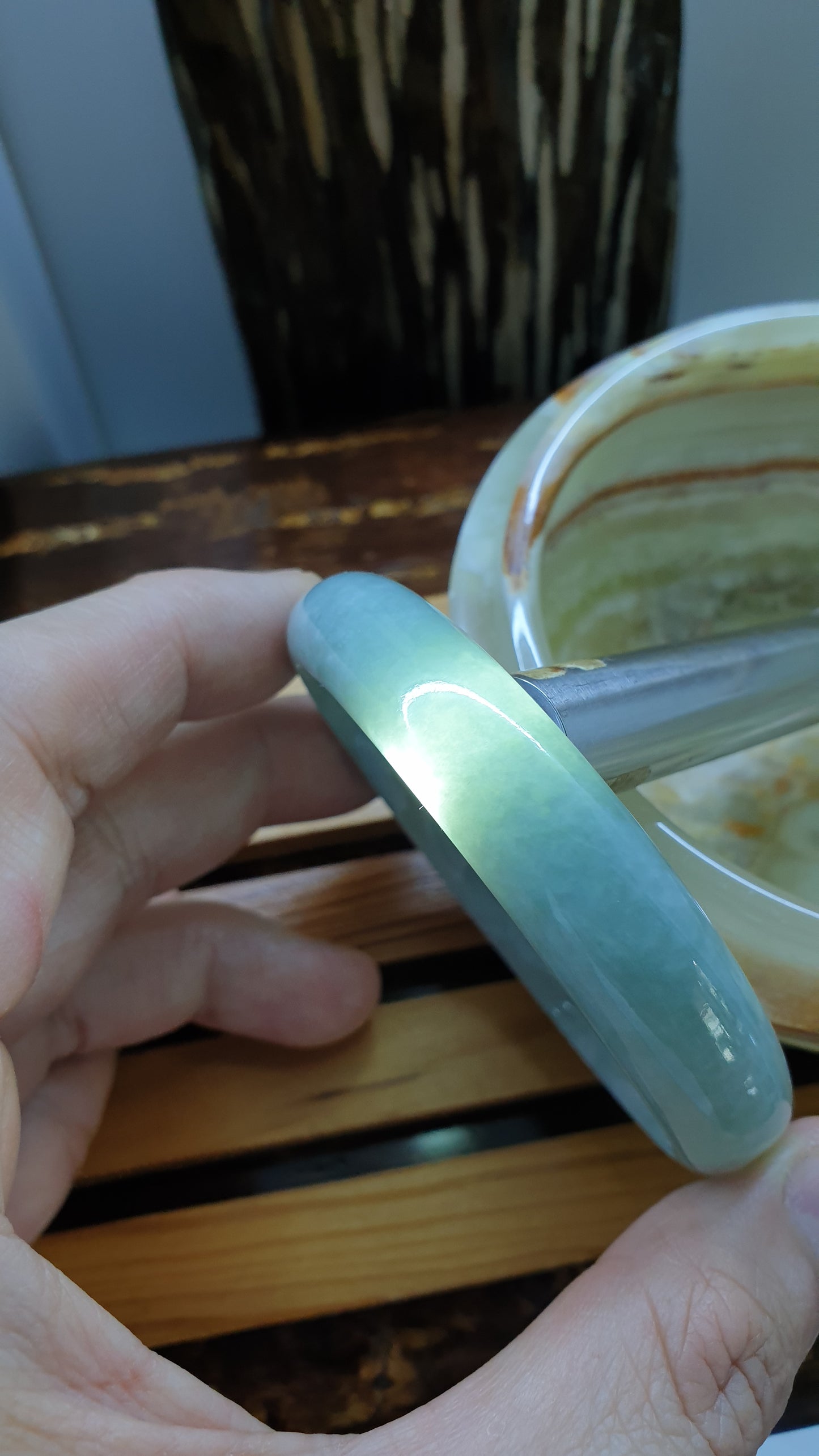 Light Green Jade Bangle S59 Type A Natural Myanmar Jadeite