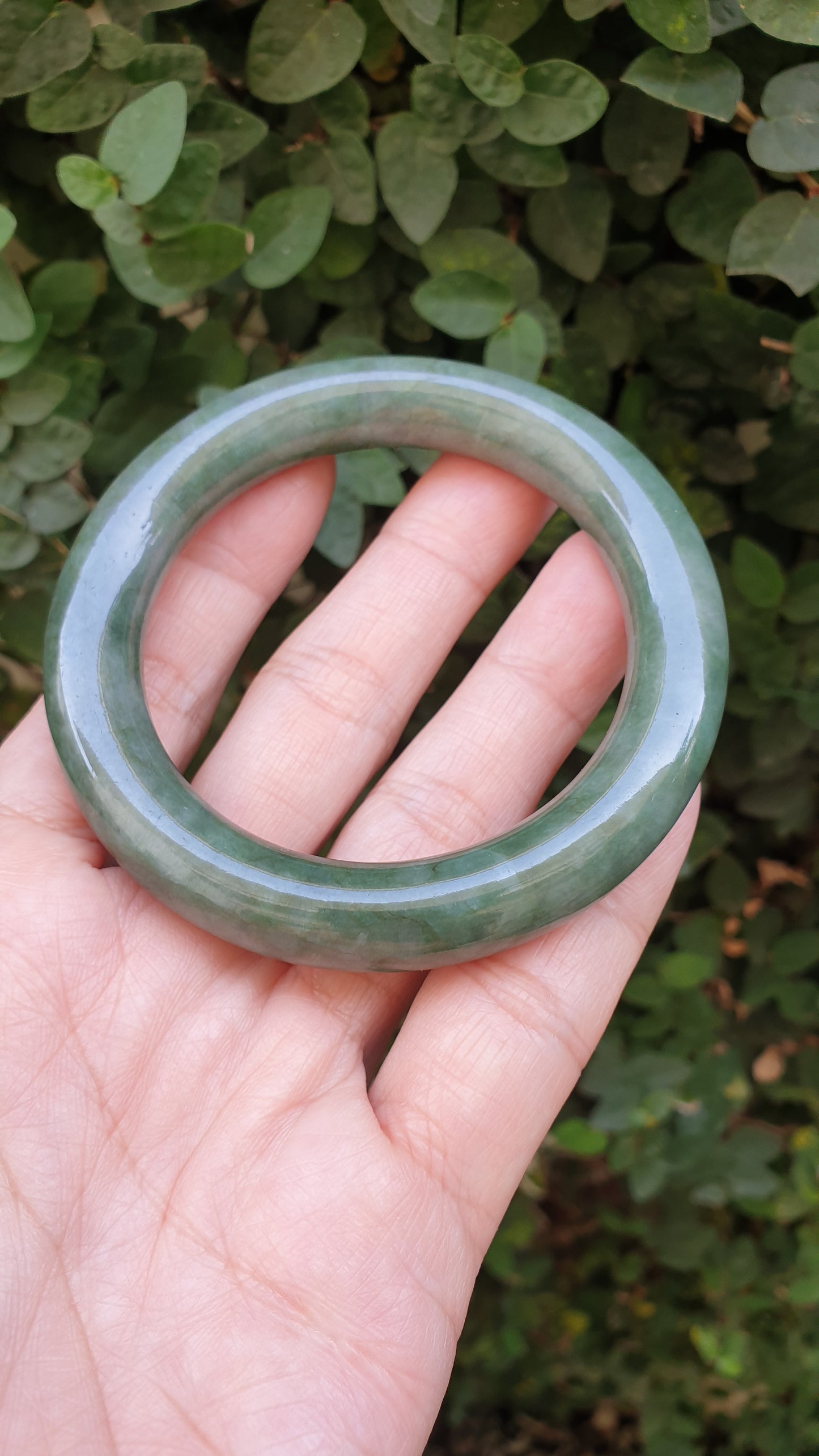 Green Jade Cylindrical Bangle S57.5 Fei Cui Type A Burma Jadeite