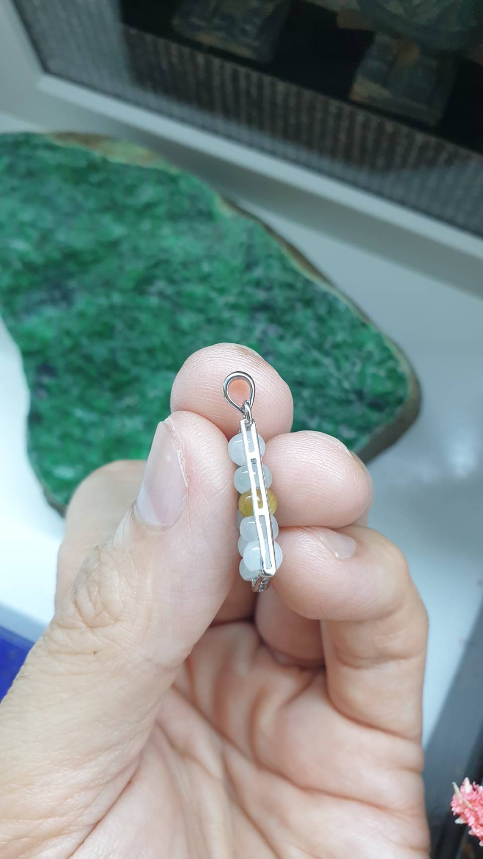 Abacus Jade Sterling Silver Pendant Type A Natural Myanmar Jadeite