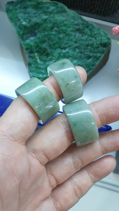 Celadon Green Jade Archers Ring 9.75US 11.25US 12.25US Type A Myanmar Jadeite