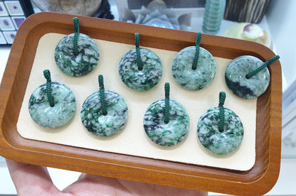 Jade Ping An Kou Pendant (3 cm) (Random Pick) | Fei Cui - Type A Jadeite | Handwoven Thread Bail