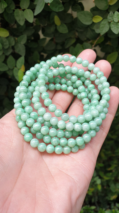 Jade Mini Beads Bracelets 17cm Type A Myanmar Jadeite Natural Pastel Green