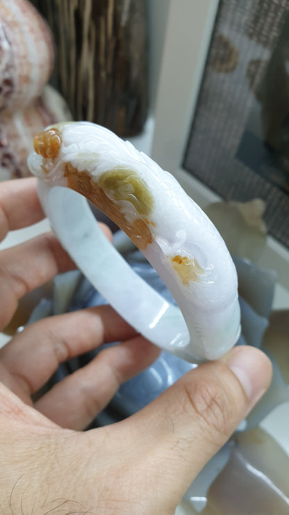 Hok Lok Siew Jade Phoenix Bangle S62 Type A Natural Jadeite