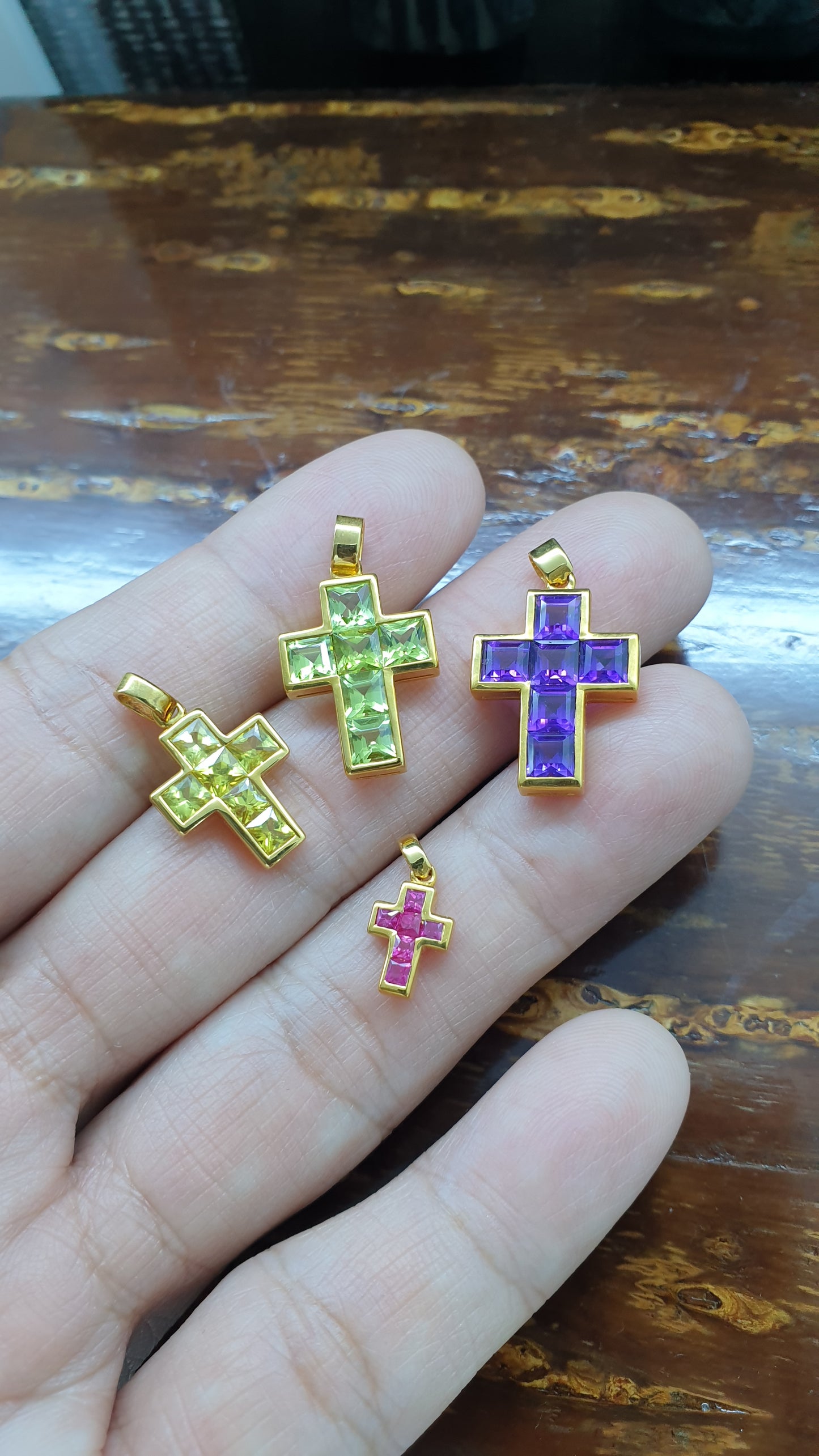 Gemstone Cross Pendant (Selection) | Solid 9K Gold Setting | Perfect Gift for Her 🎁
