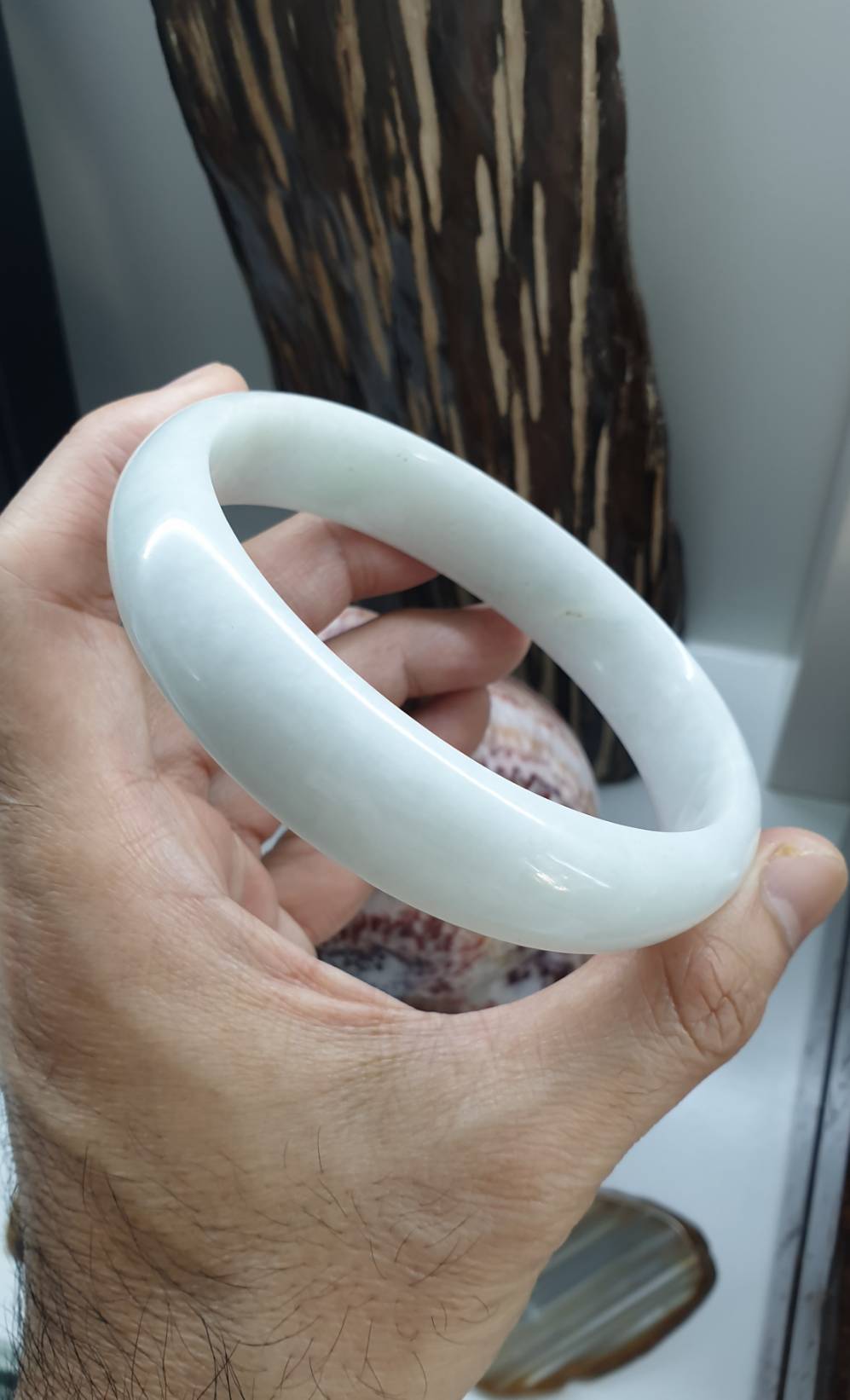 Plus Size White Jade Bangle S78 Type A Myanmar Jadeite Fei Cui