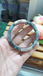 Jade Split Bangle S57 Type A Natural Blue Jadeite Sterling Silver Designer Locks