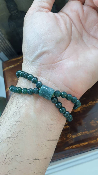 Jade Dragon Bracelet | Type A Natural Blue-Green Jadeite Beads | Statement Wrist Accessory